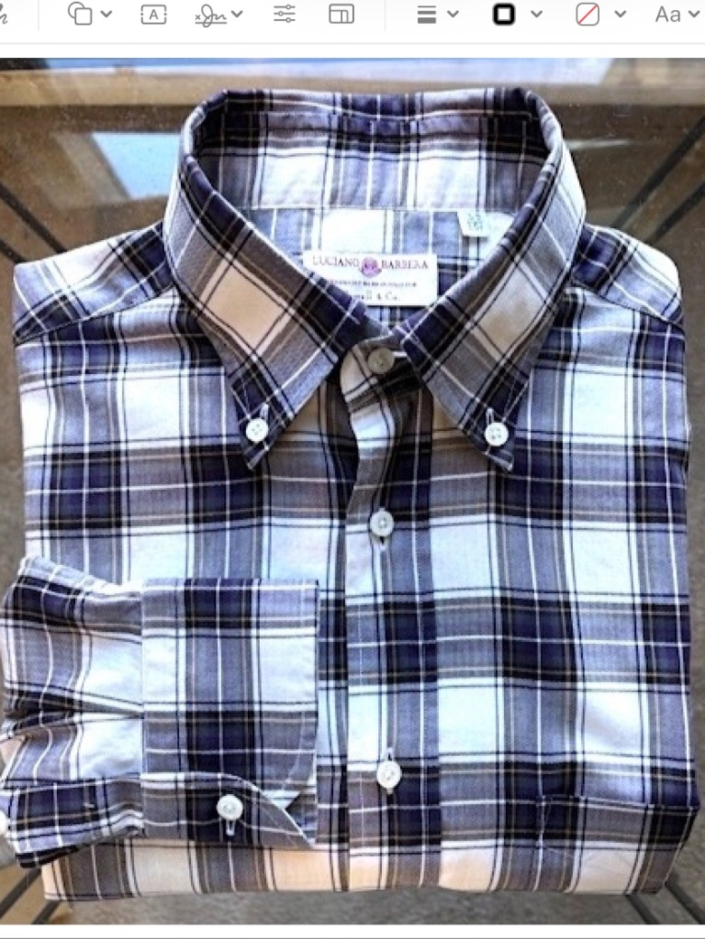 LUCIANO BARBERA Mens Plaid Cotton Button Down Collar L/S Shirt EUC/sz 15.5